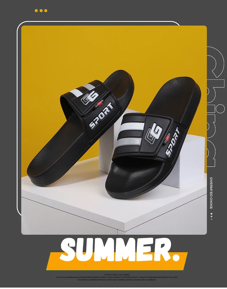 New Mens Slippers Velcro Strap Slipper Lightweight Slide Summer Beach Shoe Soft Mules Slide Flip Men Big Size Sandal Casual Clog