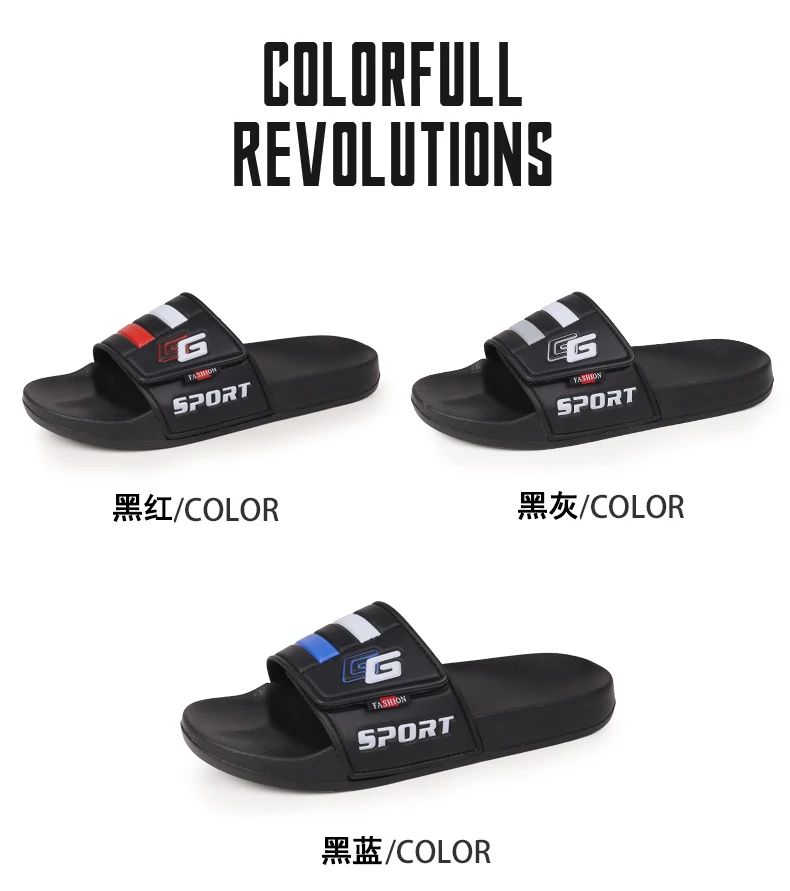 New Mens Slippers Velcro Strap Slipper Lightweight Slide Summer Beach Shoe Soft Mules Slide Flip Men Big Size Sandal Casual Clog