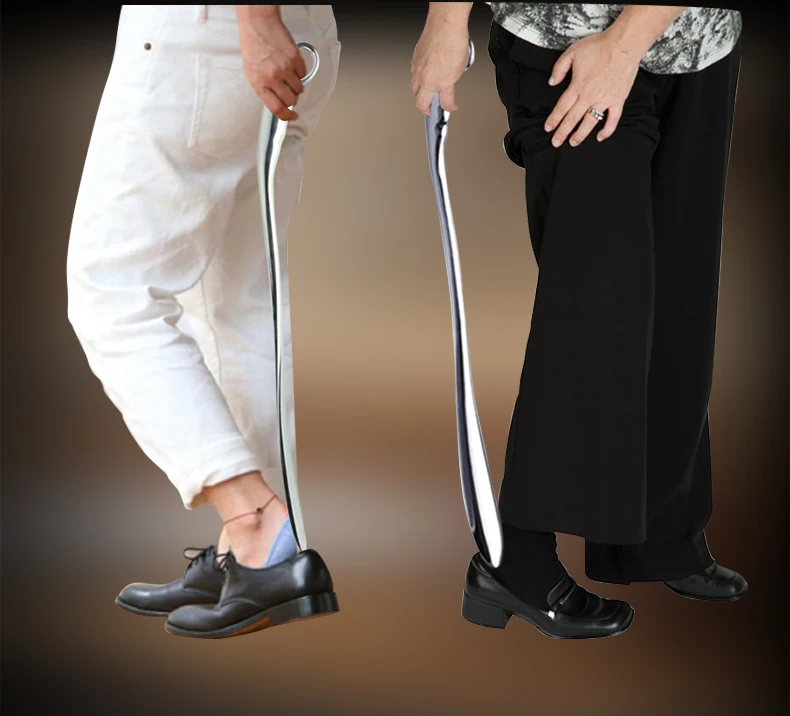Professional Metal ShoeHorns Long Handle 52cm Length Alloy For Convenient Wearing Shoes Horn Leather High Heel Hanging Spoon