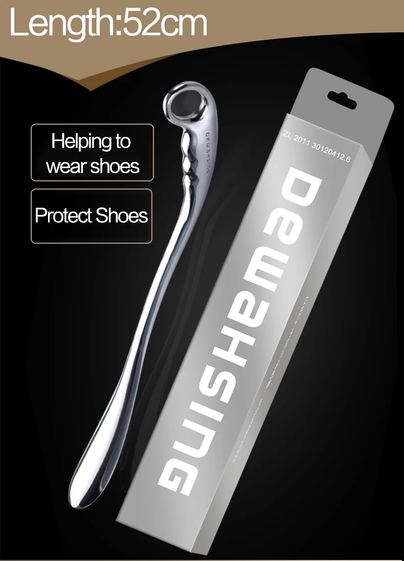 Professional Metal ShoeHorns Long Handle 52cm Length Alloy For Convenient Wearing Shoes Horn Leather High Heel Hanging Spoon