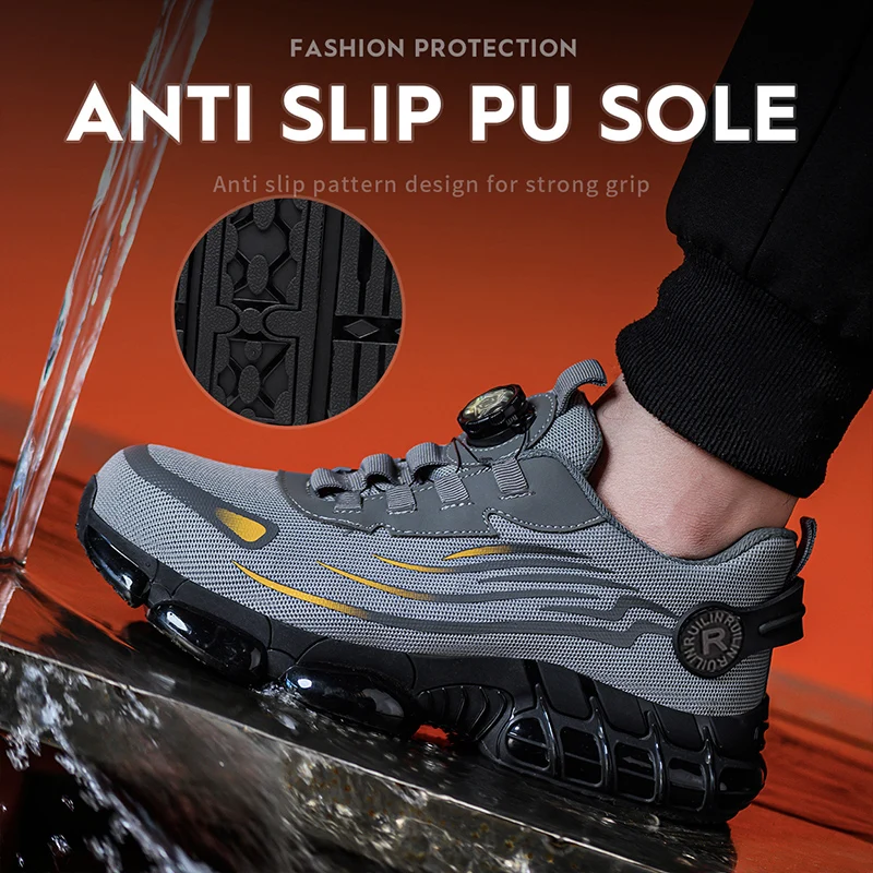 Steel Toe Puncture-Proof Safety Shoes Fashion Men's Shoes Impact-Resistant Multi-Functional Shoes Durable Protective Miner Boots