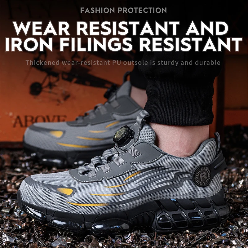 Steel Toe Puncture-Proof Safety Shoes Fashion Men's Shoes Impact-Resistant Multi-Functional Shoes Durable Protective Miner Boots