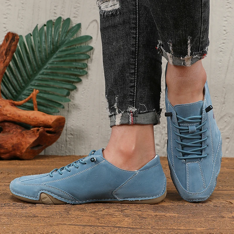 Classic Loafers Trendy Durable Artificial Leather Waterproof Anti Slip Casual Shoes for Outdoor Walking Men’s Motorcycle Boots