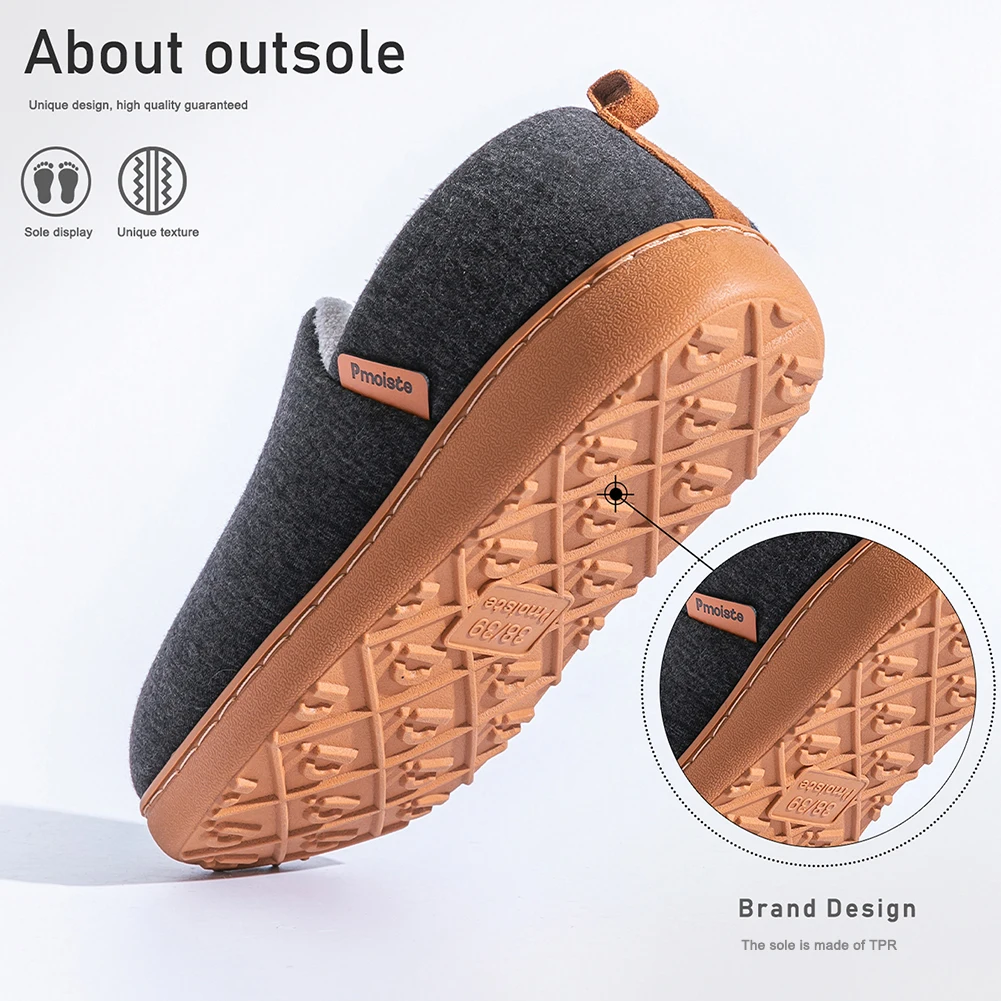Pmoiste Soft House Boots Slippers Women Comfortable Warm TPR Wedge Memory Foam Designer Home Shoes Winter Indoor High-quality