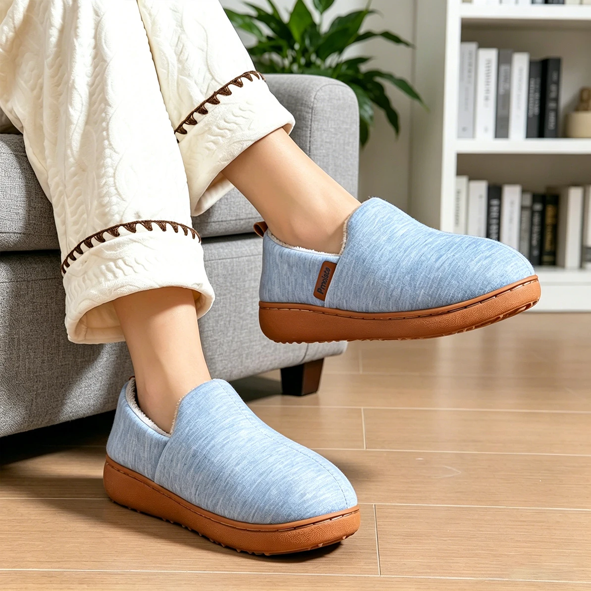 Pmoiste Soft House Boots Slippers Women Comfortable Warm TPR Wedge Memory Foam Designer Home Shoes Winter Indoor High-quality