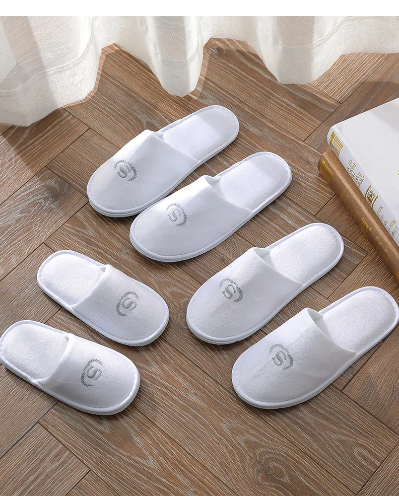 5Pairs/Lot Men Women Disposable Hotel Guest Slippers Cotton Slides Home Travel SPA Slipper Hospitality Cheap Indoor Slip-on