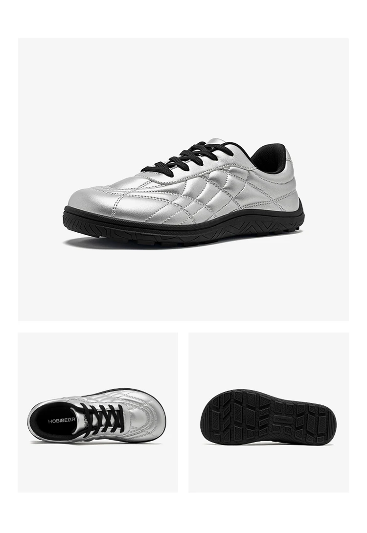 HOBIBEAR Women Wide Toe Box Sneaker Artificial Leather Barefoot Shoes Classic Sewing Thread Walking Lace Up Sneakers