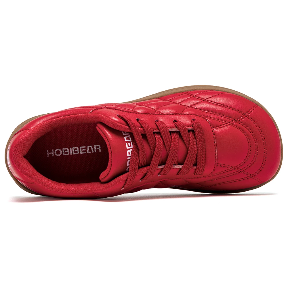 HOBIBEAR Women Wide Toe Box Sneaker Artificial Leather Barefoot Shoes Classic Sewing Thread Walking Lace Up Sneakers