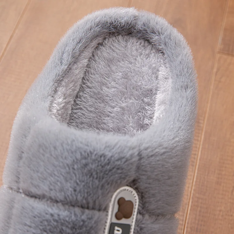 Big Size 50 51 Winter Slippers Men Thick Sole Indoor Home Warm Couples Shoes Non-Slip Flat Platform Cotton Slipper