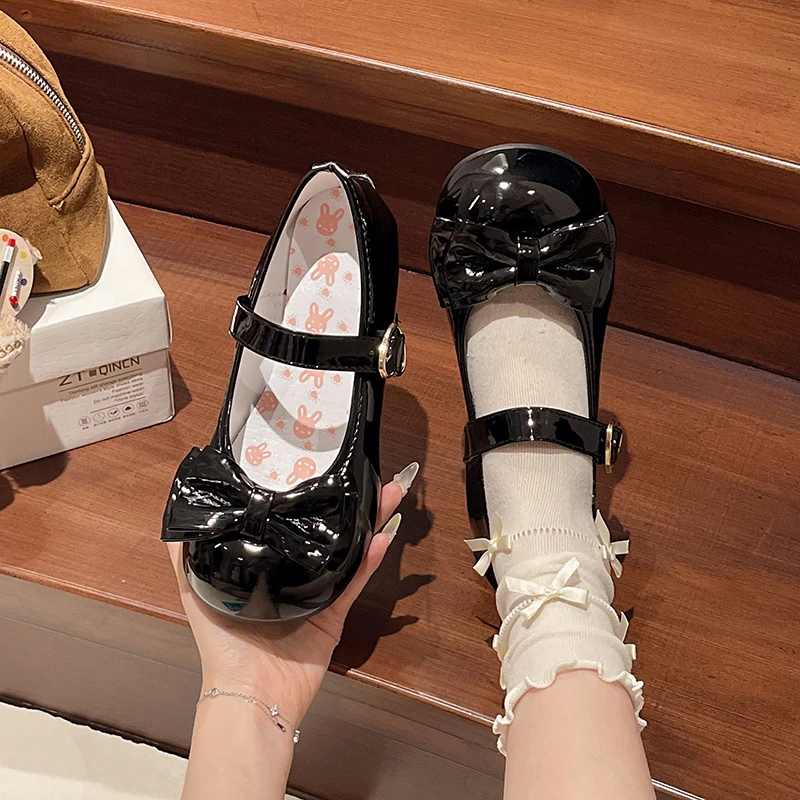 Lolita Mary Jane Shoes for Women Sweet Bowknot Round Toe Flat Shoes Cute Style Daily Princess Ballet Flats Sapatos Femininos