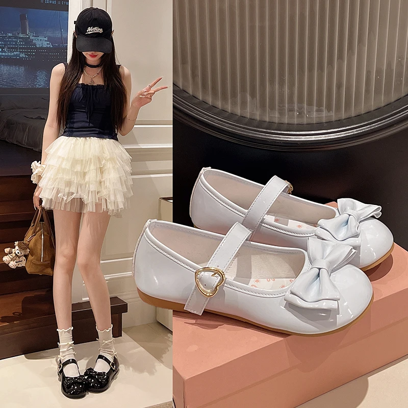 Lolita Mary Jane Shoes for Women Sweet Bowknot Round Toe Flat Shoes Cute Style Daily Princess Ballet Flats Sapatos Femininos
