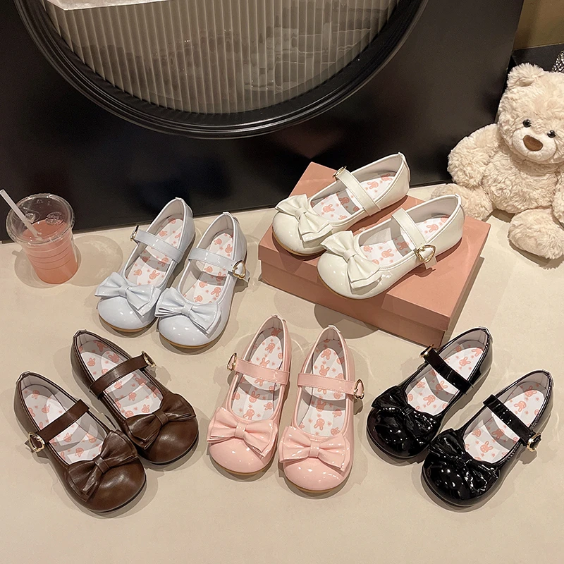 Lolita Mary Jane Shoes for Women Sweet Bowknot Round Toe Flat Shoes Cute Style Daily Princess Ballet Flats Sapatos Femininos