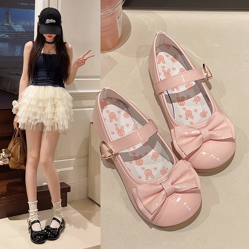 Lolita Mary Jane Shoes for Women Sweet Bowknot Round Toe Flat Shoes Cute Style Daily Princess Ballet Flats Sapatos Femininos