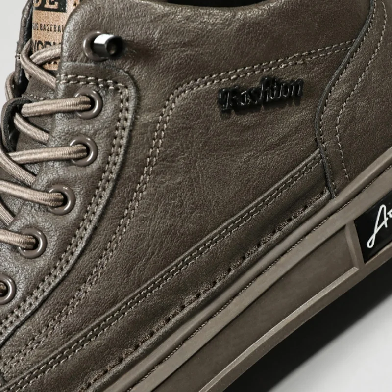British Leather Men's Casual Shoes Breathable Trendy Handmade Shoes Platform Breathable Shoes Male Walking Shoes Men Black Shoes