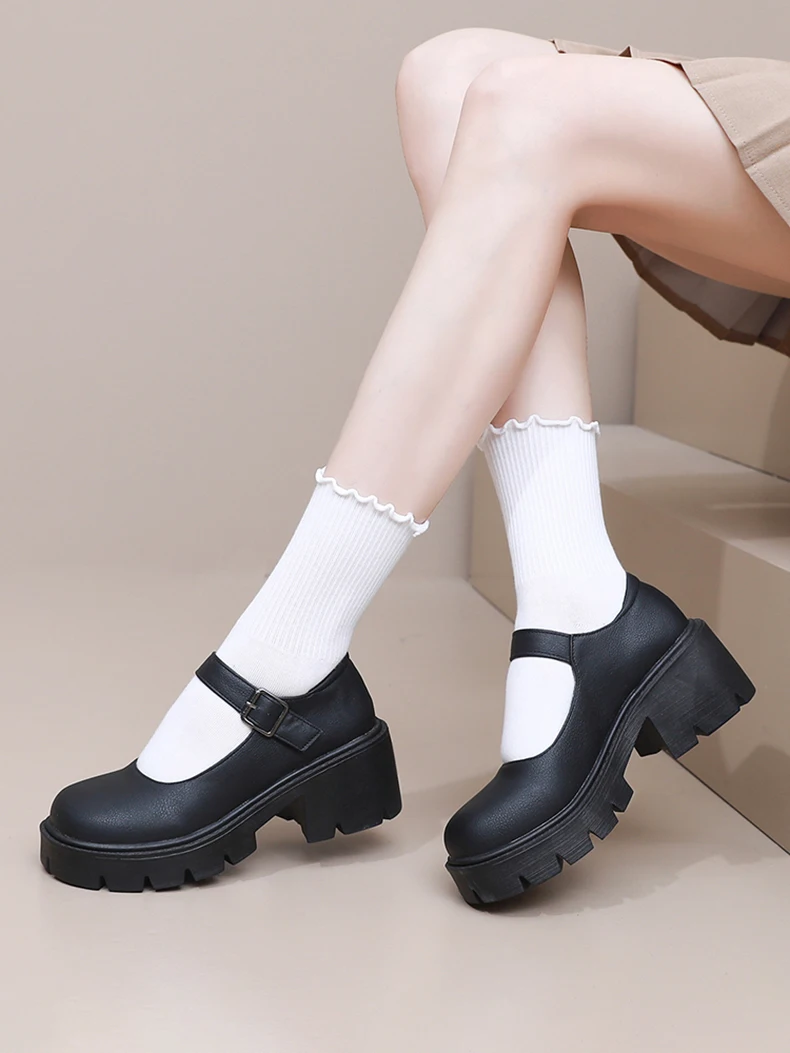 Women Mary Jane Shoes Vintage Girls Platform Pumps High Heels Platform Lolita Shoes Japanese Style College Sweet Student Shoes