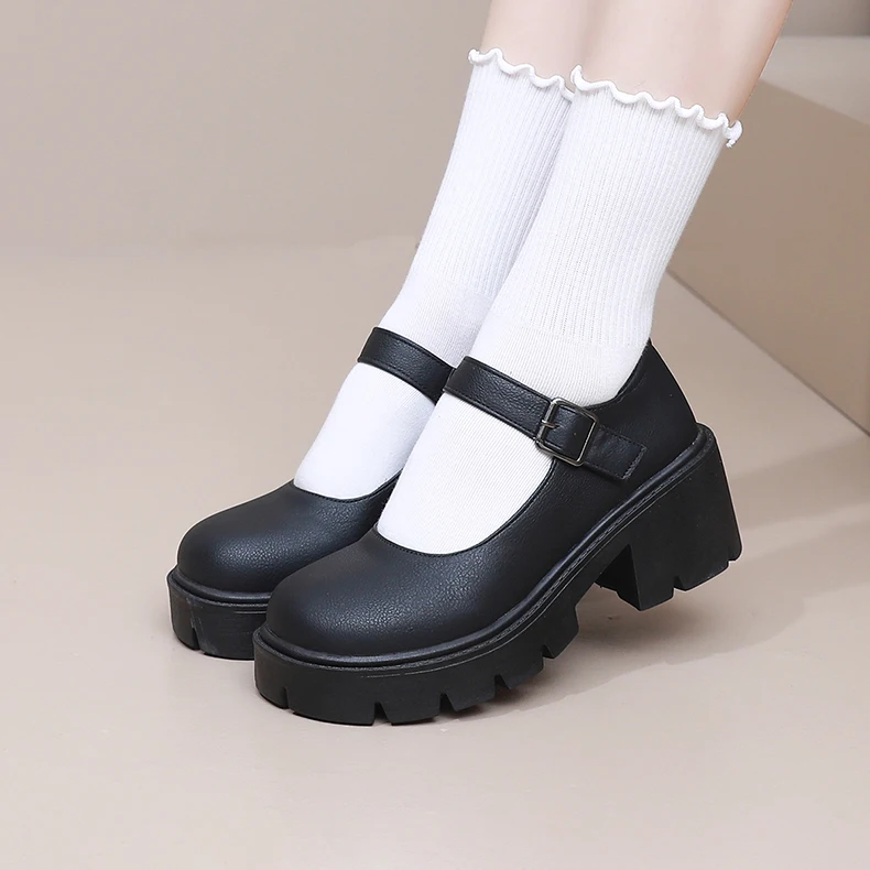 Women Mary Jane Shoes Vintage Girls Platform Pumps High Heels Platform Lolita Shoes Japanese Style College Sweet Student Shoes