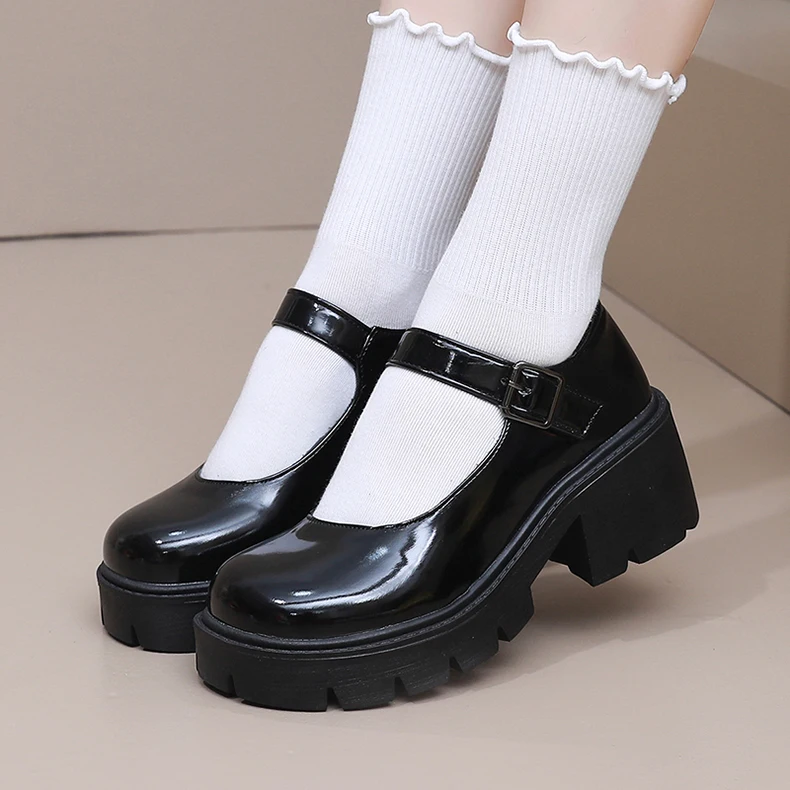 Women Mary Jane Shoes Vintage Girls Platform Pumps High Heels Platform Lolita Shoes Japanese Style College Sweet Student Shoes
