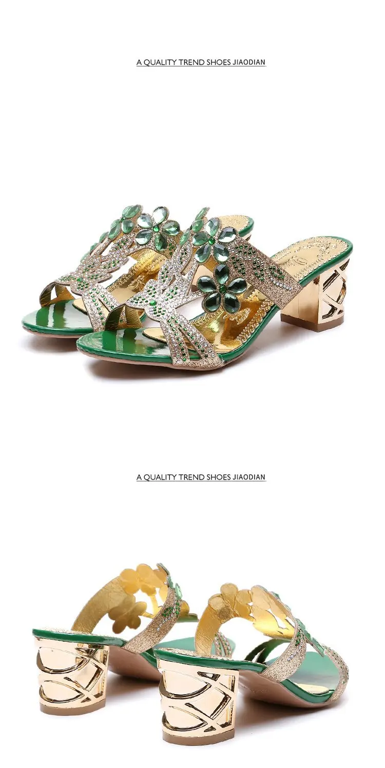 2024 New Hot Glitter Mesh Women Sandals Summer Fashion Outdoor Peep Toe Casual Beach Slippers Thick Heel Slip on Women Sandals