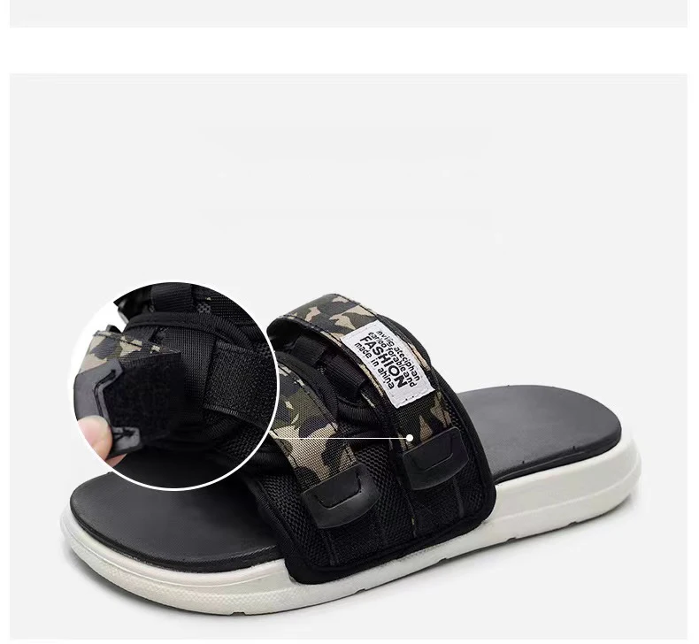 Summer Outdoor Men Slippers Fashion Hook&Loop Canvas Casual Couple Shoes Slip-on Beach Slippers Sandals Women Shoes Flip Flops