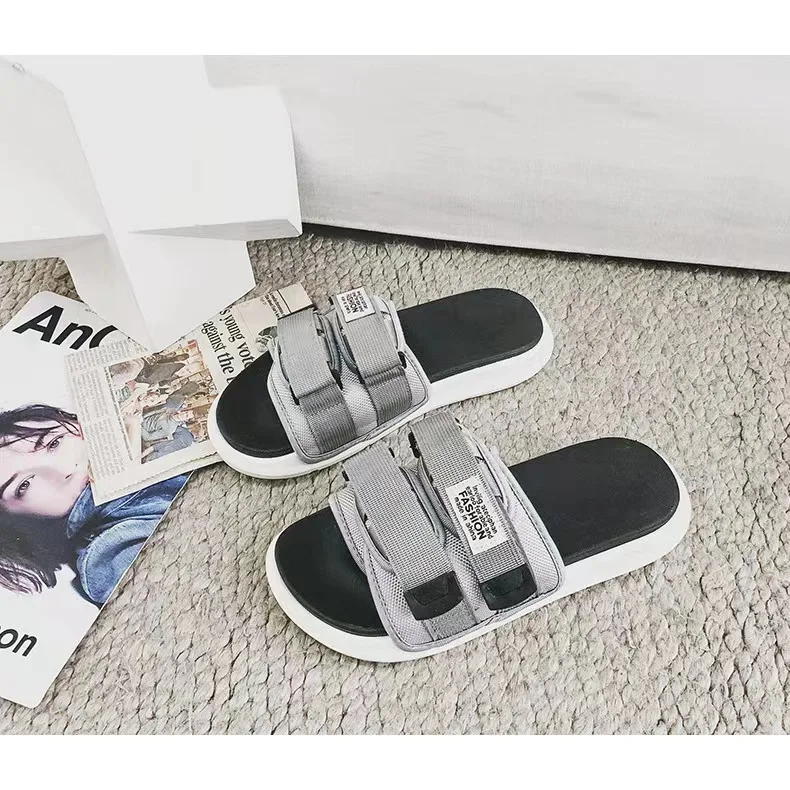 Summer Outdoor Men Slippers Fashion Hook&Loop Canvas Casual Couple Shoes Slip-on Beach Slippers Sandals Women Shoes Flip Flops