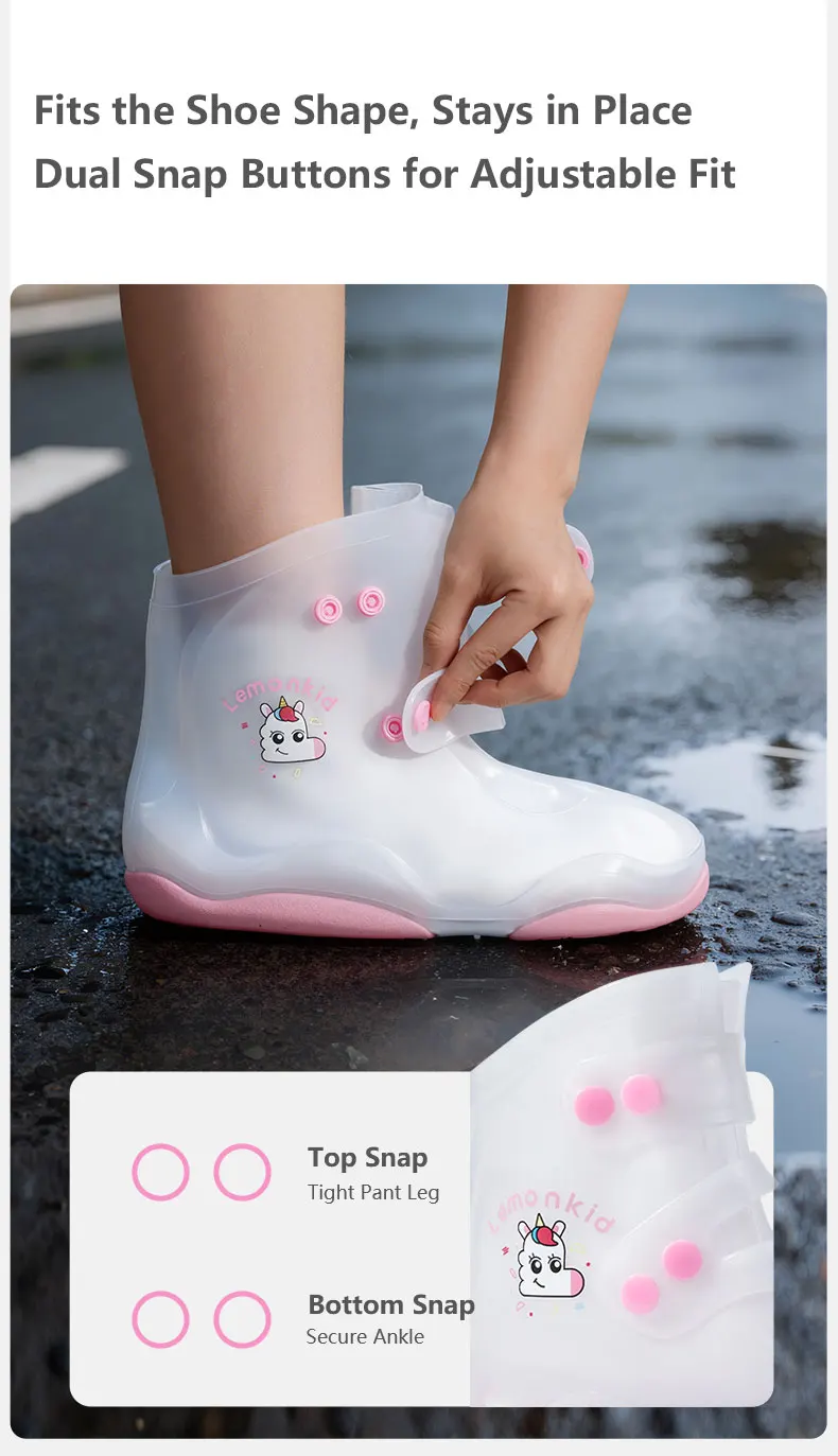 Kids Rain Shoe Covers Reusable Overshoes for Rainy Days Non-Slip PVC Waterproof Boot Galoshes for Boys and Girls