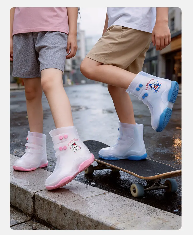 Kids Rain Shoe Covers Reusable Overshoes for Rainy Days Non-Slip PVC Waterproof Boot Galoshes for Boys and Girls
