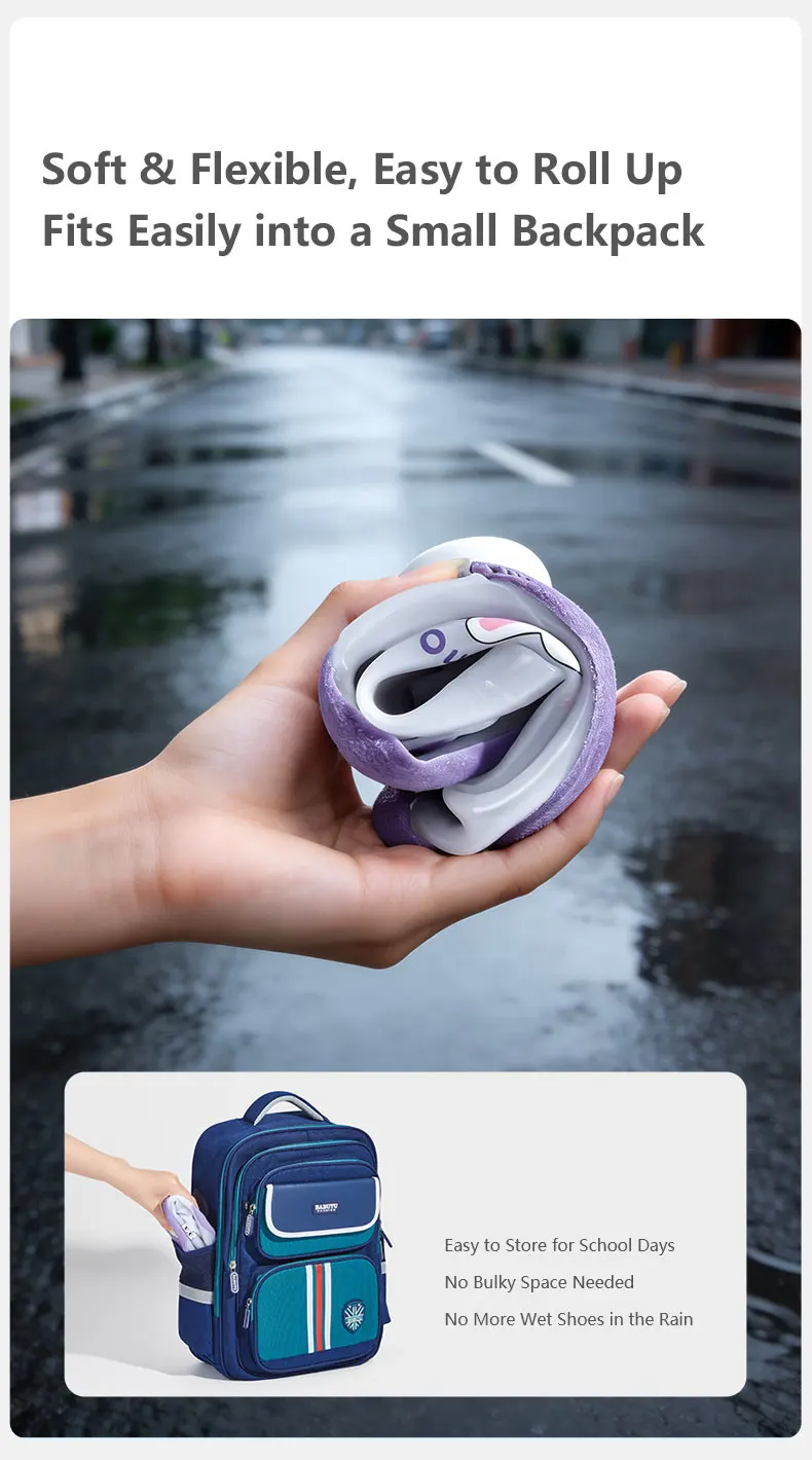 Kids Rain Shoe Covers Reusable Overshoes for Rainy Days Non-Slip PVC Waterproof Boot Galoshes for Boys and Girls