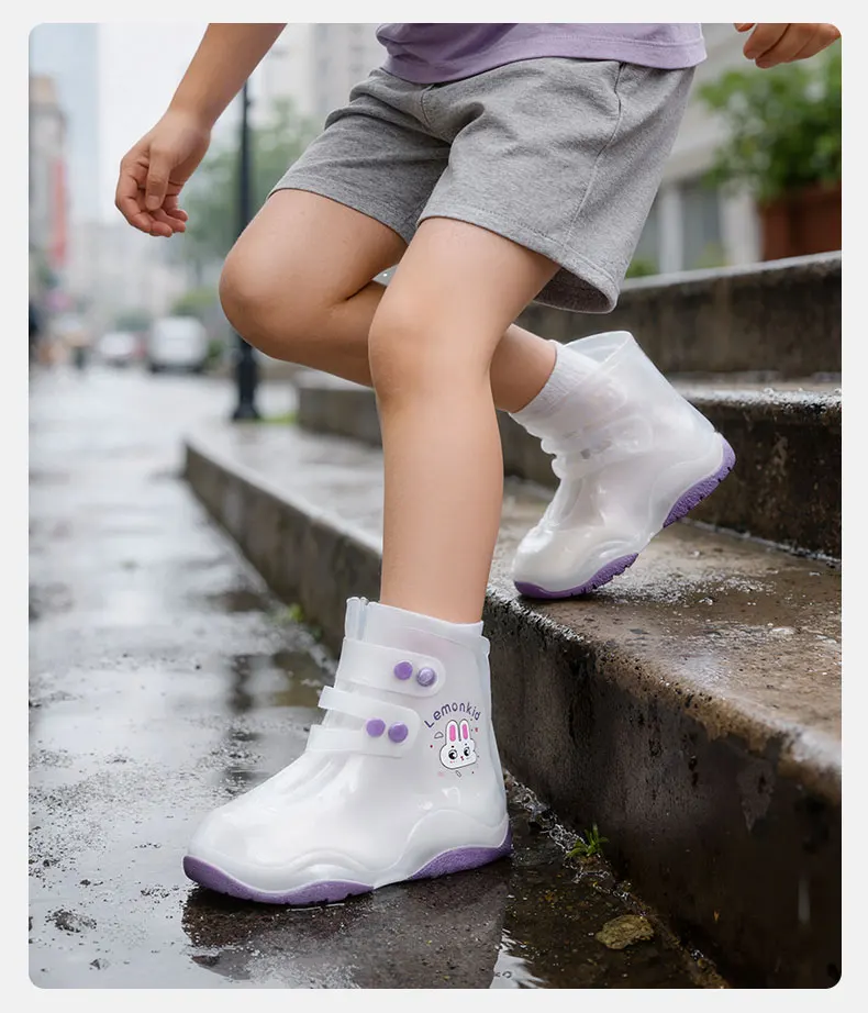 Kids Rain Shoe Covers Reusable Overshoes for Rainy Days Non-Slip PVC Waterproof Boot Galoshes for Boys and Girls