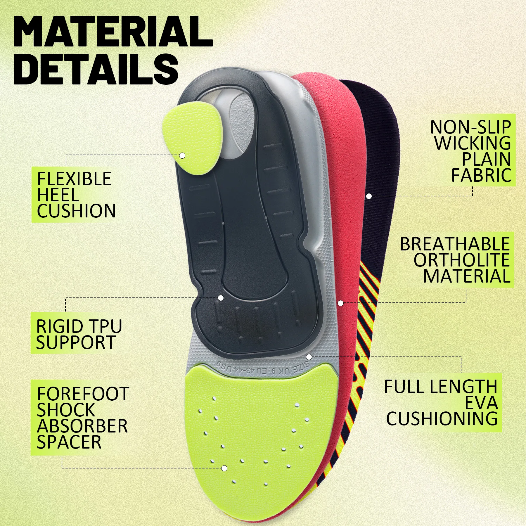 IFitna High Arch Support Orthopedic Sport Insole Plantar Fasciitis Relief Flat Foot Men Women Orthotic Insert Shoe Sole