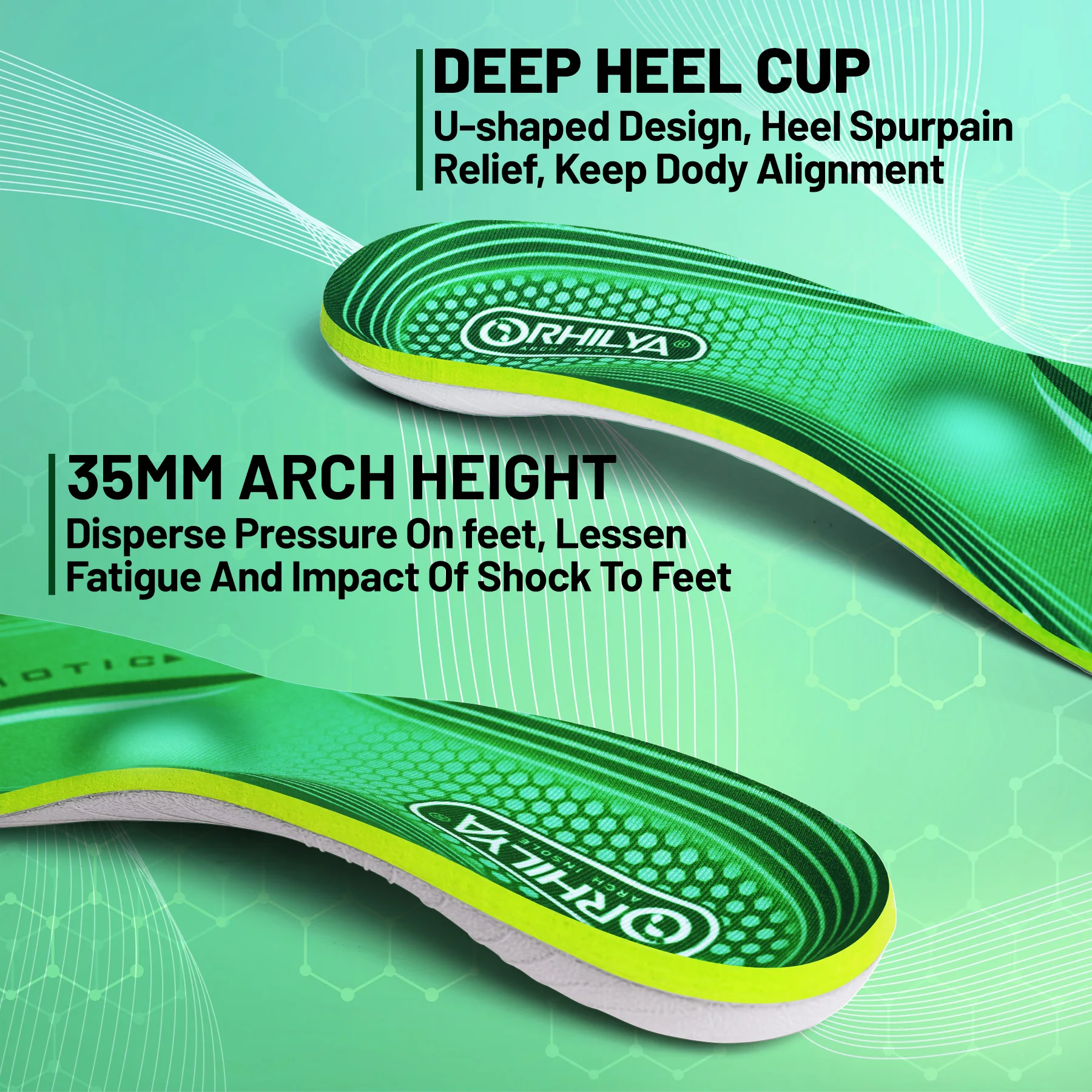IFitna High Arch Support Orthopedic Sport Insole Plantar Fasciitis Relief Flat Foot Men Women Orthotic Insert Shoe Sole