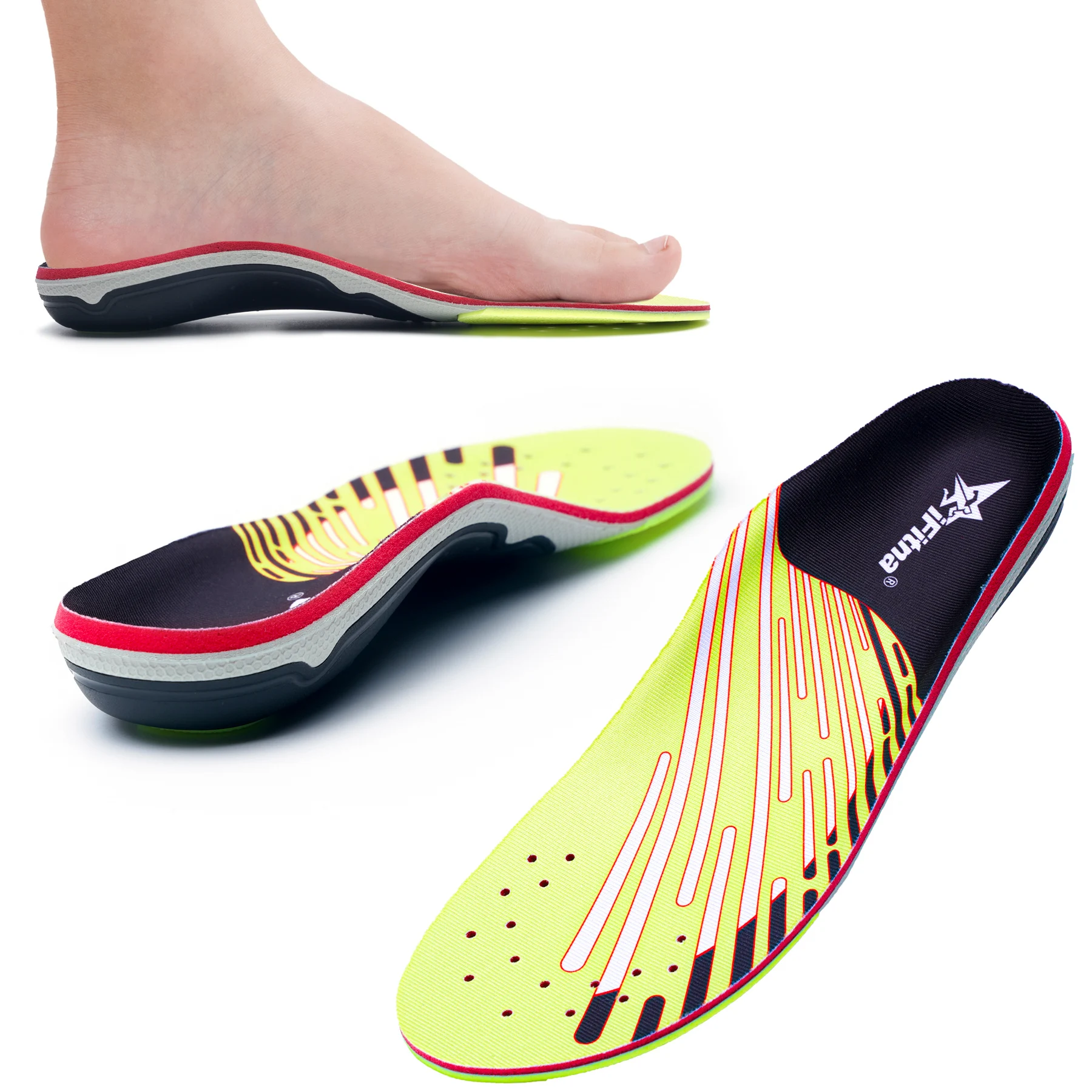 IFitna High Arch Support Orthopedic Sport Insole Plantar Fasciitis Relief Flat Foot Men Women Orthotic Insert Shoe Sole