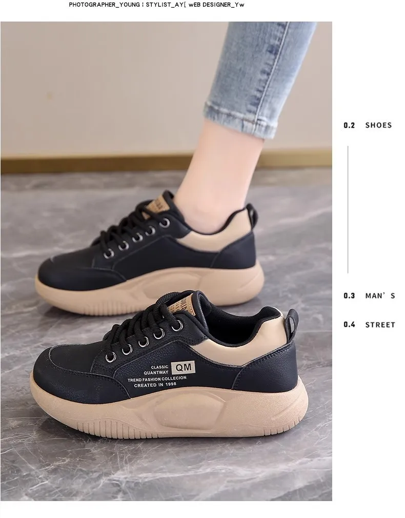 Girls' White Shoes Students' Thick Soled Height Increasing Outdoor Wear Sports Shoes Women' Clothing Matching Casual Board Shoes