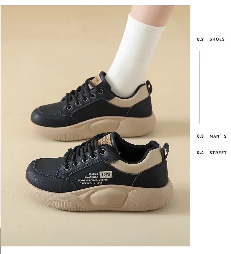 Girls' White Shoes Students' Thick Soled Height Increasing Outdoor Wear Sports Shoes Women' Clothing Matching Casual Board Shoes