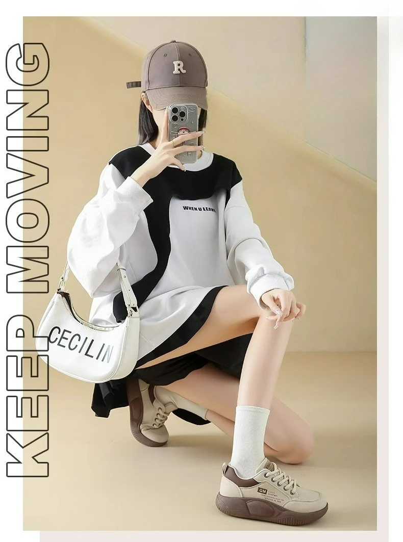 Girls' White Shoes Students' Thick Soled Height Increasing Outdoor Wear Sports Shoes Women' Clothing Matching Casual Board Shoes