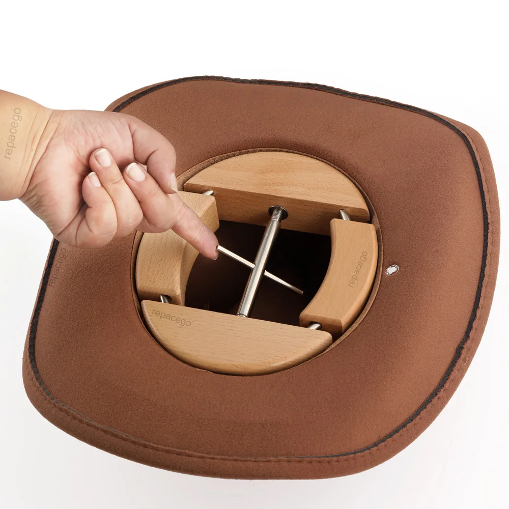 Repacego 4 Way Adjustable Wooden Hat Stretcher Cap Shape Maintainer Premium Fedora Hat Rack for Storage Cowboy Baseball Holders