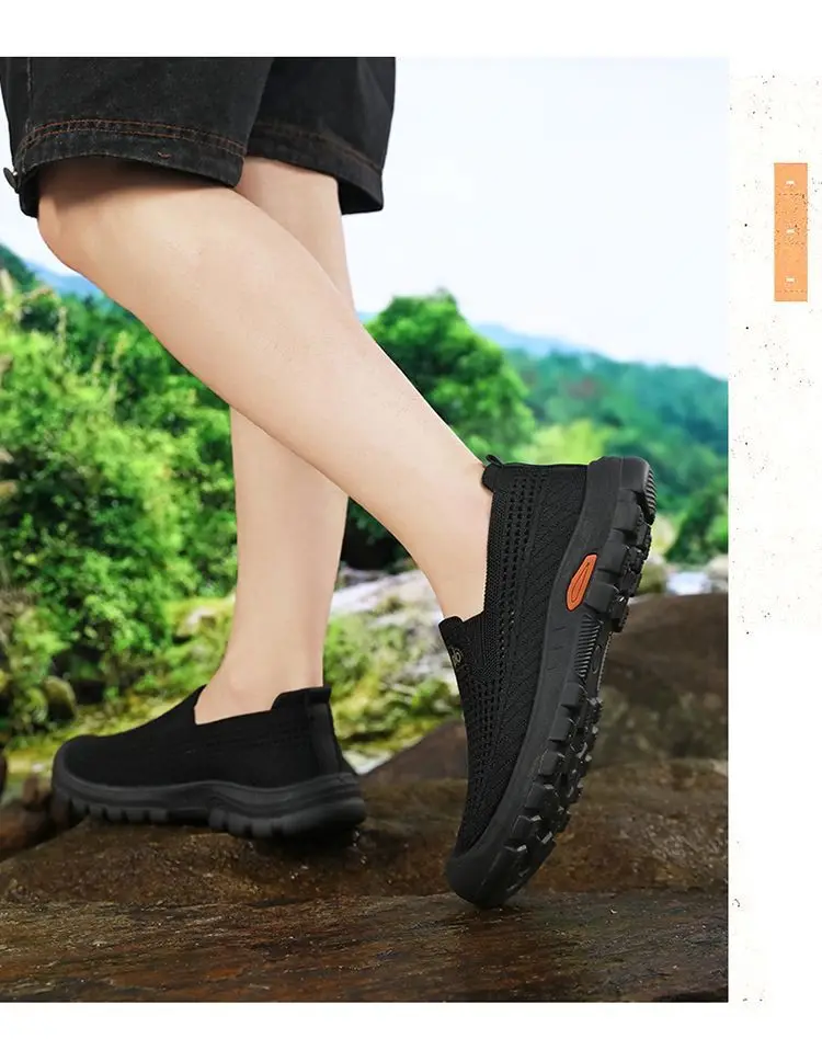 Mens Summer Breathable Mesh Slip-on Walking Shoes Lightweight Comfortable Casual Anti-slip Rubber Sole Dad Shoes Wide Sneakers