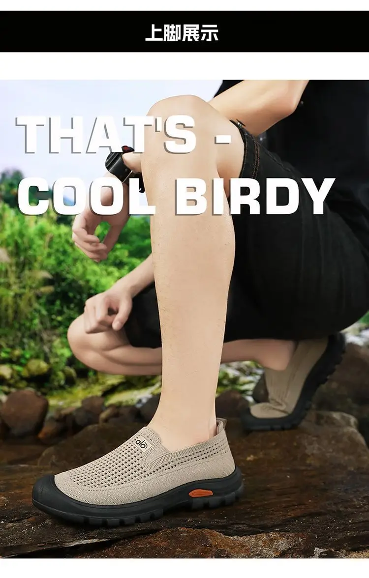 Mens Summer Breathable Mesh Slip-on Walking Shoes Lightweight Comfortable Casual Anti-slip Rubber Sole Dad Shoes Wide Sneakers