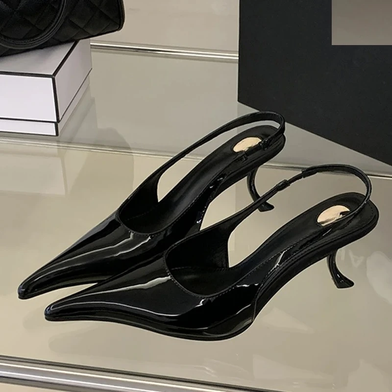 Aneikeh Fashion Sexy Designer Patent Leather Pointed Toe High Heels Pumps Women Shallow Elegant Banquet Wedding Party Shoes