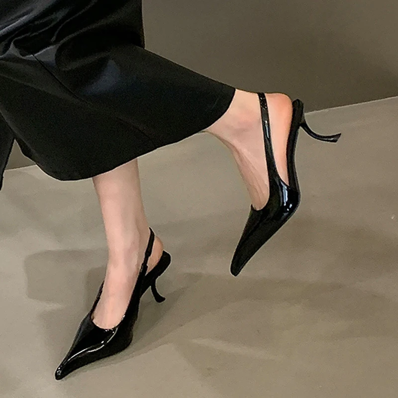 Aneikeh Fashion Sexy Designer Patent Leather Pointed Toe High Heels Pumps Women Shallow Elegant Banquet Wedding Party Shoes
