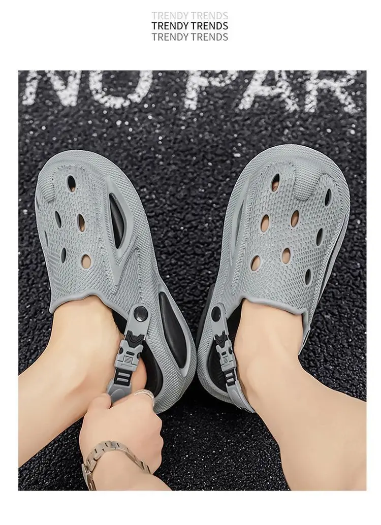 Men's Summer Hollow-out Clogs Breathable Slip-on Sandals Casual Lightweight Non-slip Soft Sole Fashion Vacation Beach