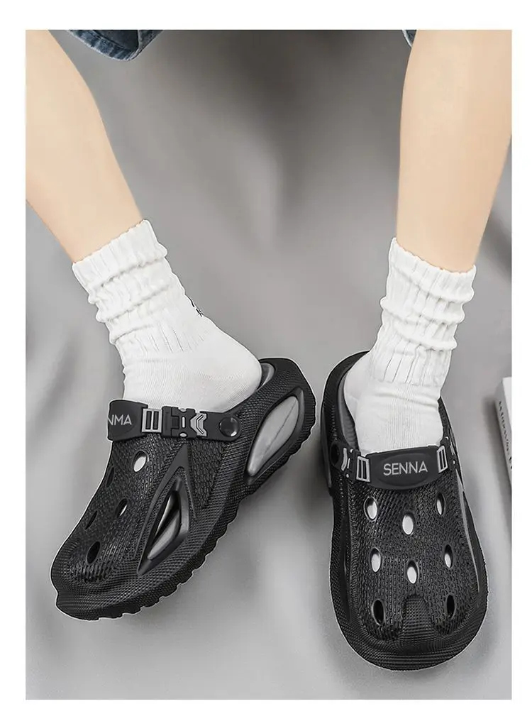 Men's Summer Hollow-out Clogs Breathable Slip-on Sandals Casual Lightweight Non-slip Soft Sole Fashion Vacation Beach
