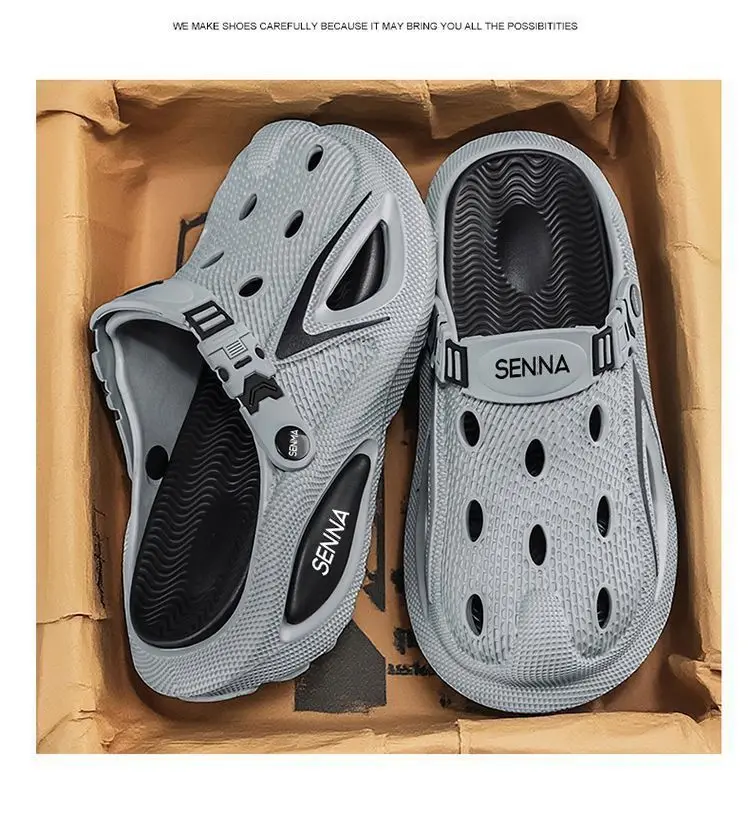 Men's Summer Hollow-out Clogs Breathable Slip-on Sandals Casual Lightweight Non-slip Soft Sole Fashion Vacation Beach