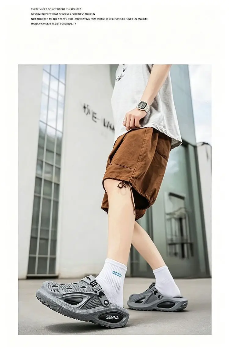 Men's Summer Hollow-out Clogs Breathable Slip-on Sandals Casual Lightweight Non-slip Soft Sole Fashion Vacation Beach