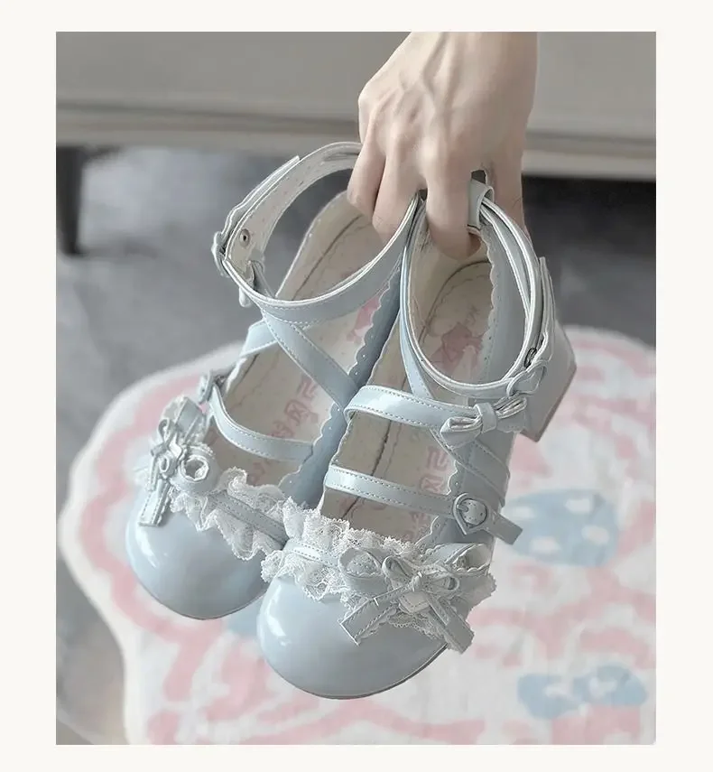 2026 New Butterfly-knot Lolita Women Mary Jane Shoes Elegant Round Toe Thick Heel Shoes Ladies Fashion Dress Pumps