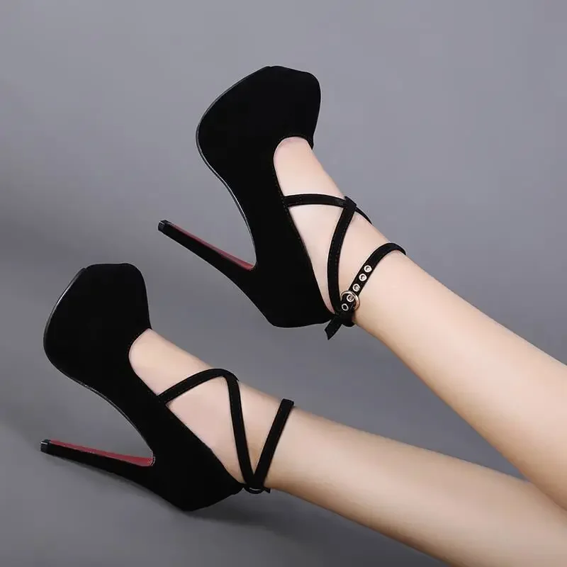 High-heeled Shoes Spring New Style Pointy Shoes Belt Buckle High-heeled Shoes Fashion Sandals Women's Size 35-42