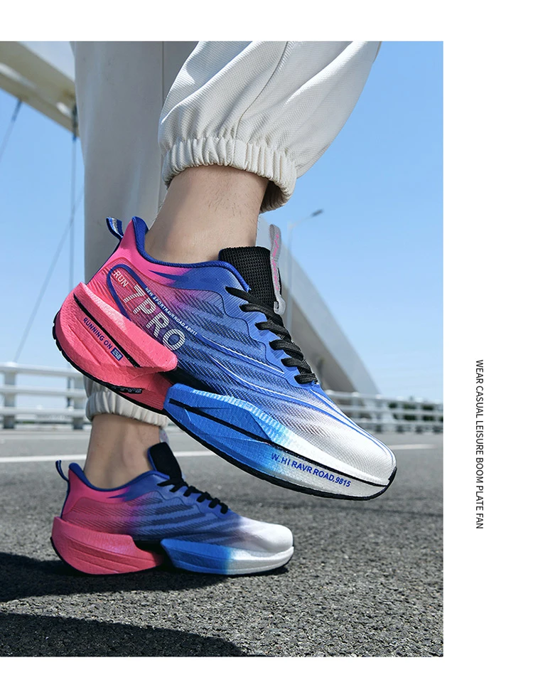 New Men's Carbon Plate Sneakers Outdoor Soft Sole Mesh Sports Shoes Running Shoes Light Anti-Slip Casual Couple Tennis Shoes