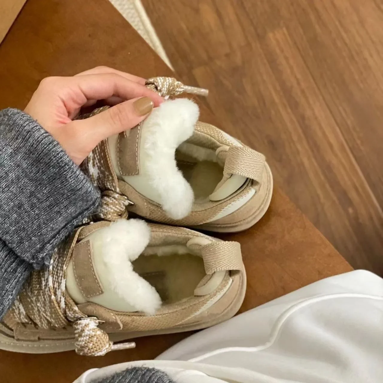2026 Winter New Style Lace-up Anti-slip Warm Cotton Shoes for Slimming - Snow Boots