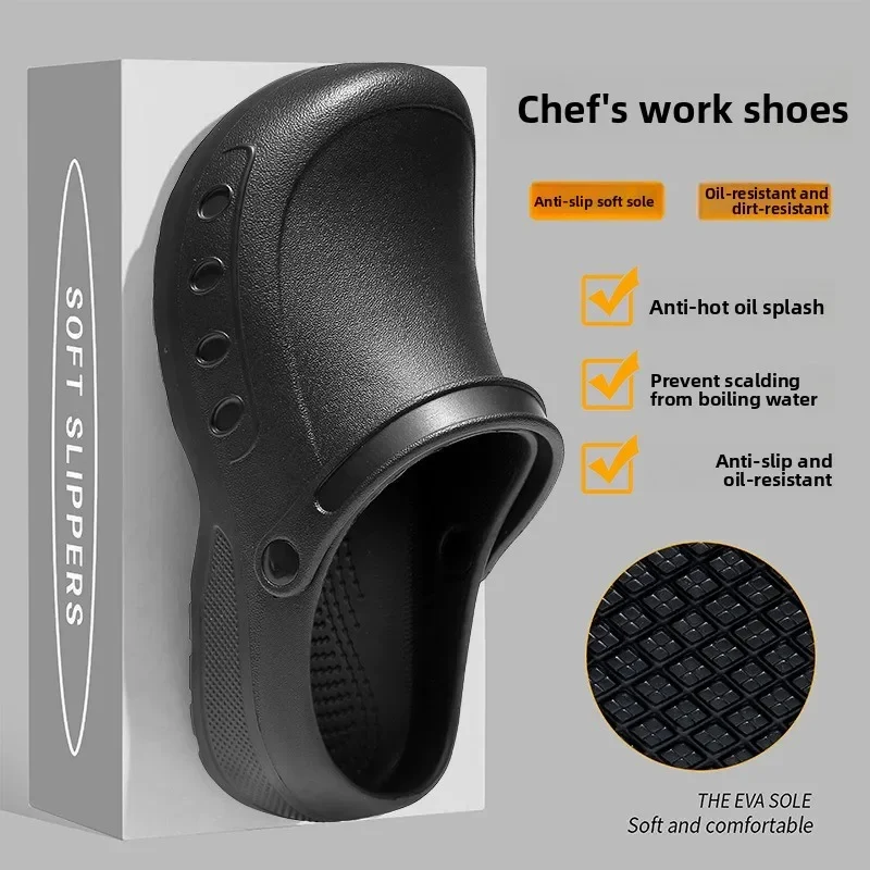 Men's Chef Kitchen Shoes for Men EVA Injection Anti-slip Slippers Outsole Comfortable Garden Clogs Waterproof Sandals Size 39-50