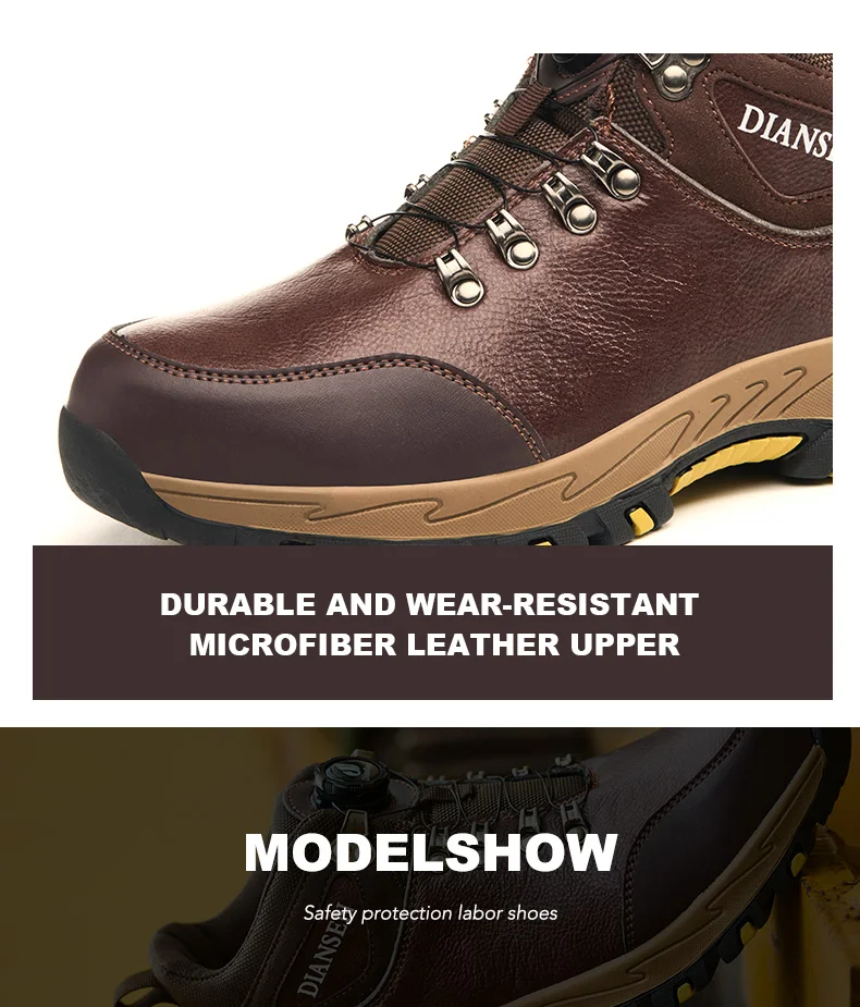 Rotary Button New Safety Shoes Men Work Shoes Indestructible Steel Toe Sneakers Waterproof Construction Shoes Wear Resistant