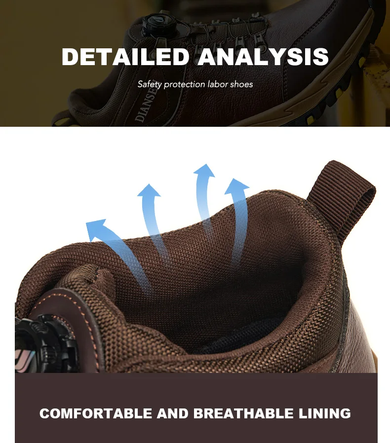 Rotary Button New Safety Shoes Men Work Shoes Indestructible Steel Toe Sneakers Waterproof Construction Shoes Wear Resistant